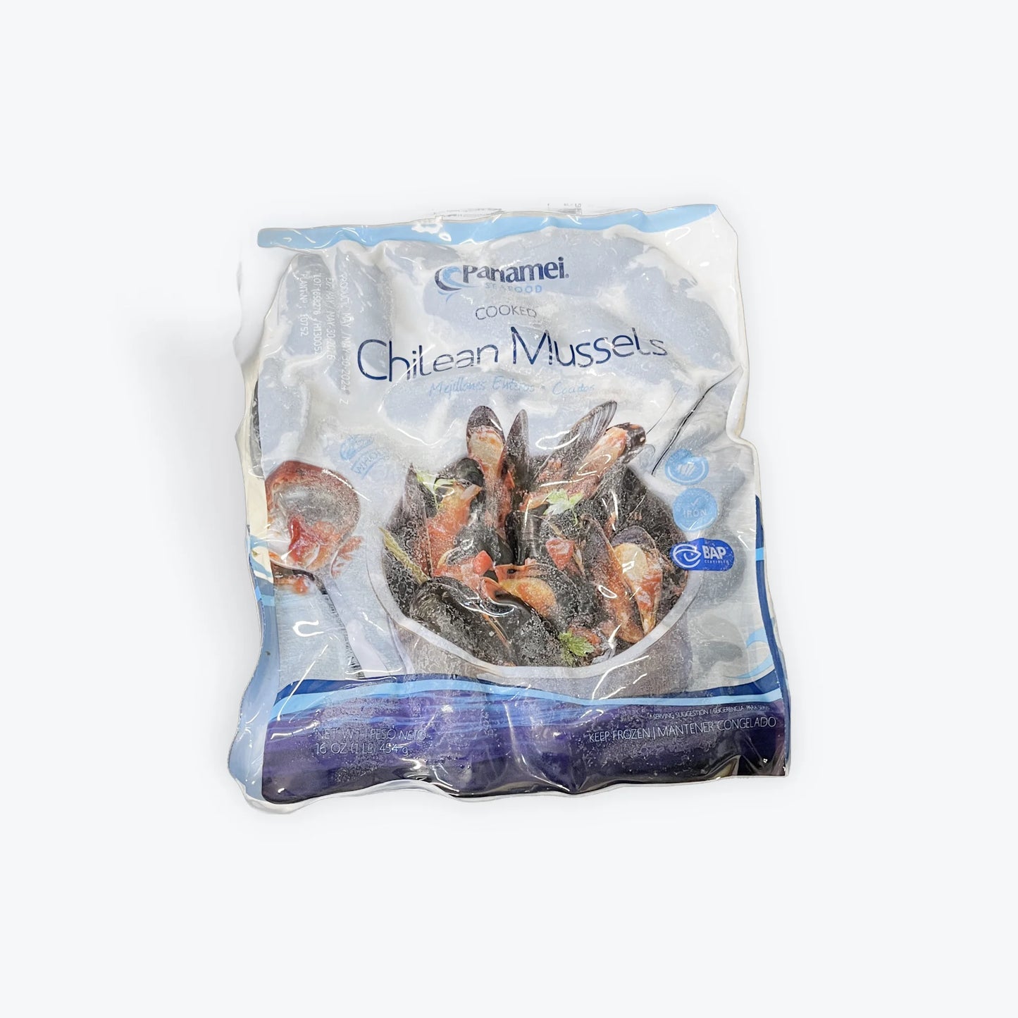 Panamei Chilean Mussels Mejillones Enteros Cocidos 1lbs
