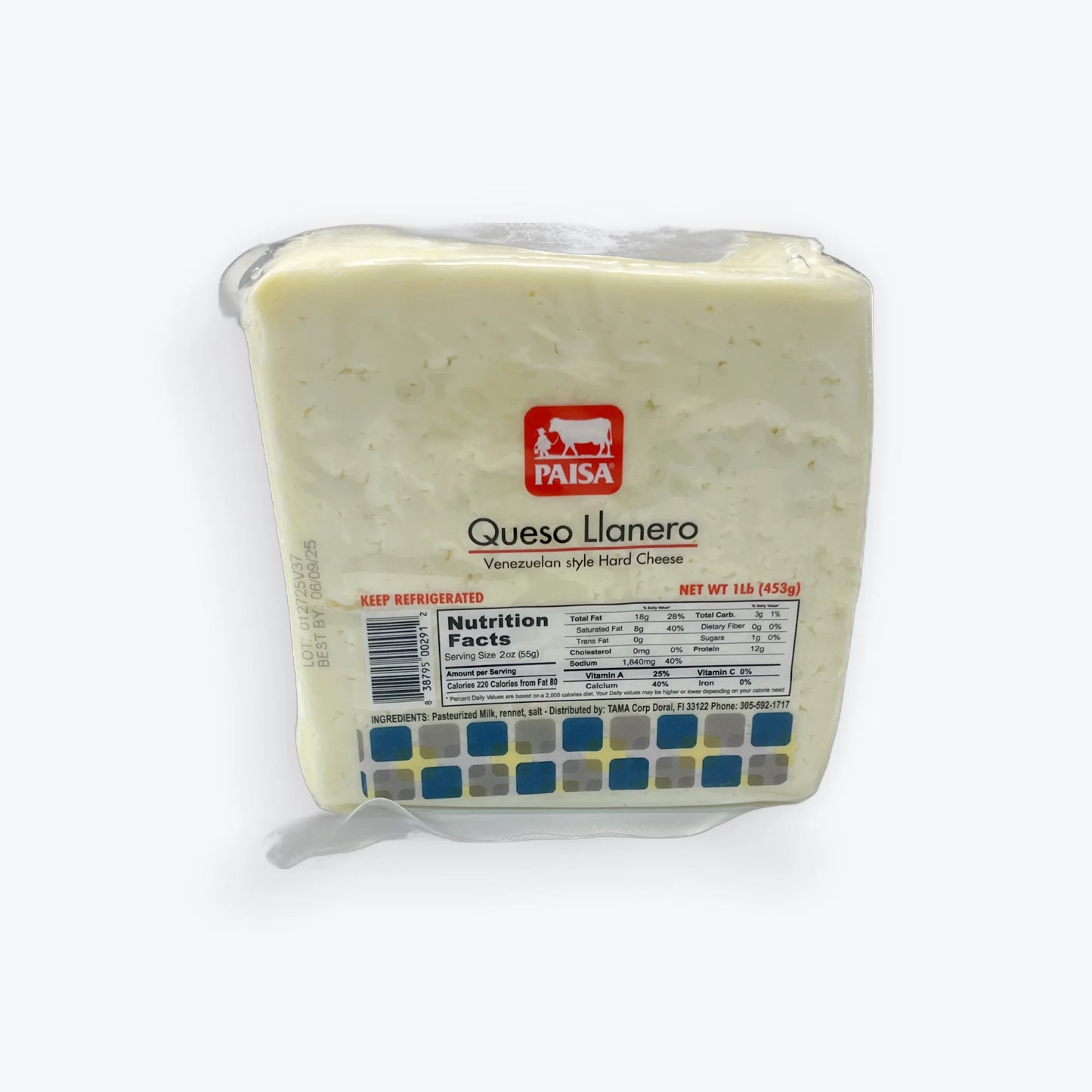 Paisa queso llanero porcion 1 LB