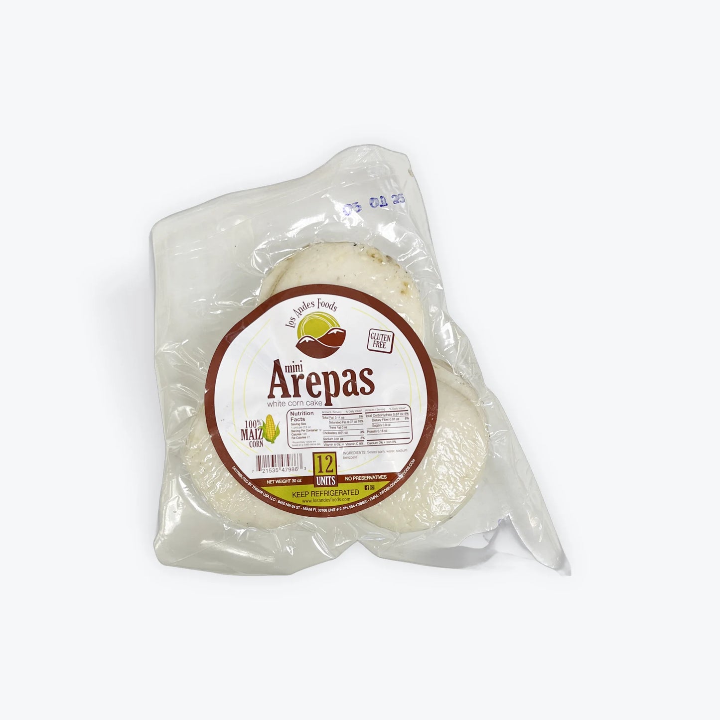 arepa plain pequeña x12 uni Mini Arepa Los Andes Foods