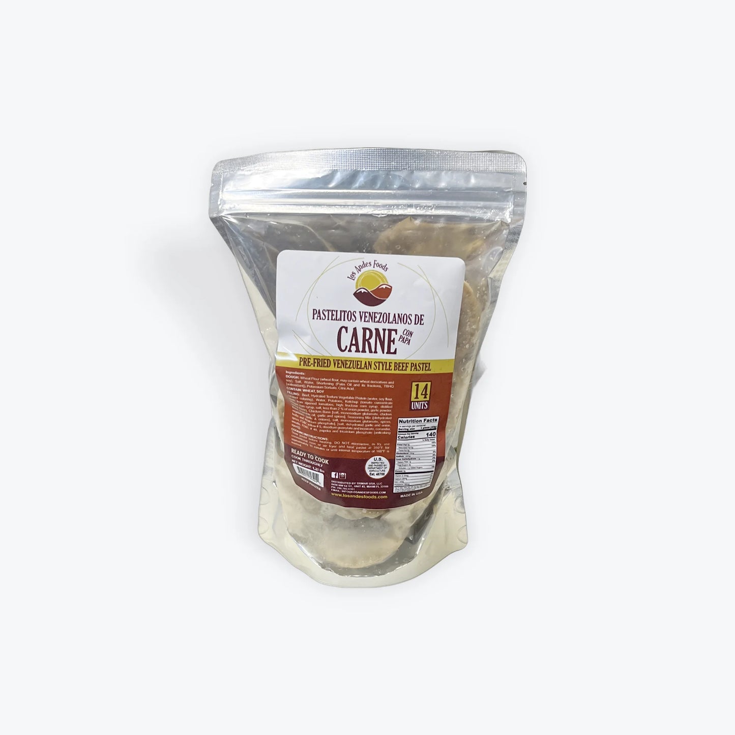 Pastelitos venezolanos De Carne con papa Los Andes Foods 14 unidades