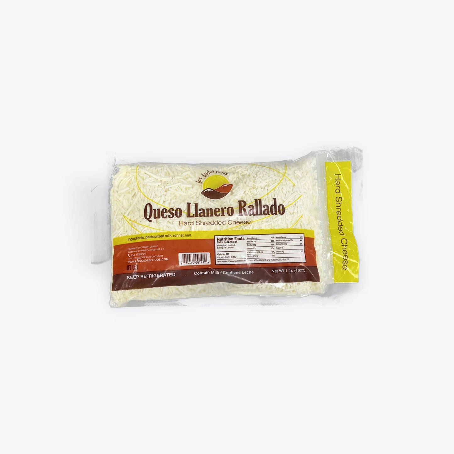 Queso Llanero Rallado 1 Lb Los Andes Foods