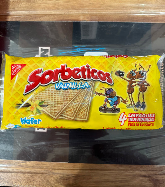 Sorbeticos,galletas rellenas sabor a vainilla. 4 empaques individuales