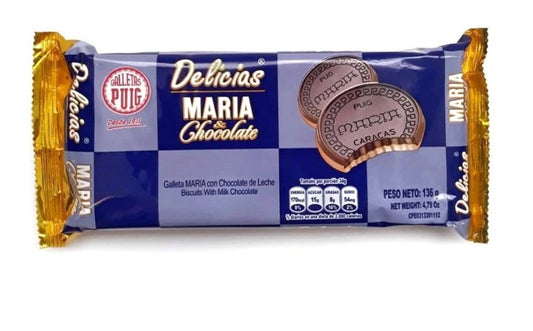 Galleta María delicia chocolate caja de 18 paquetes de 34gr c/u